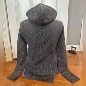 Gray Wool Blend Hooded Zip-Up Jacket